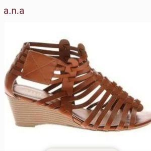 a.n.a Brown Strappy Ankle Booties Size 8